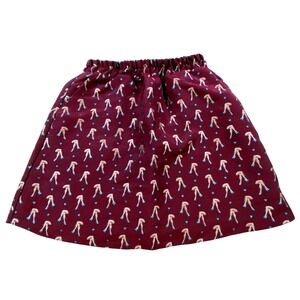 Buru Small Batch Burgundy Novelty Leg Print A-Line Mini Skirt Womens Size S